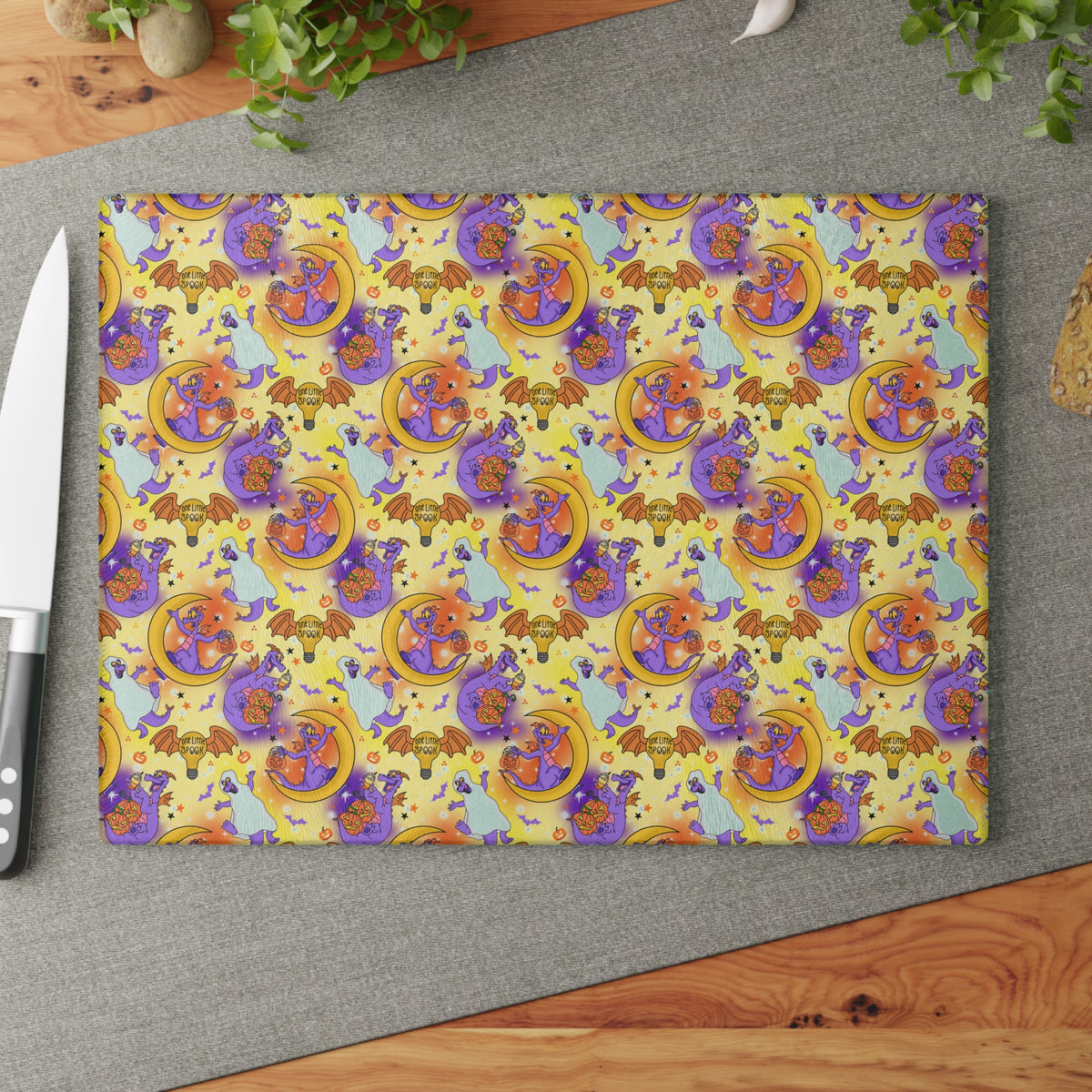 Figment on the Moon Yellow Glass Cutting Board