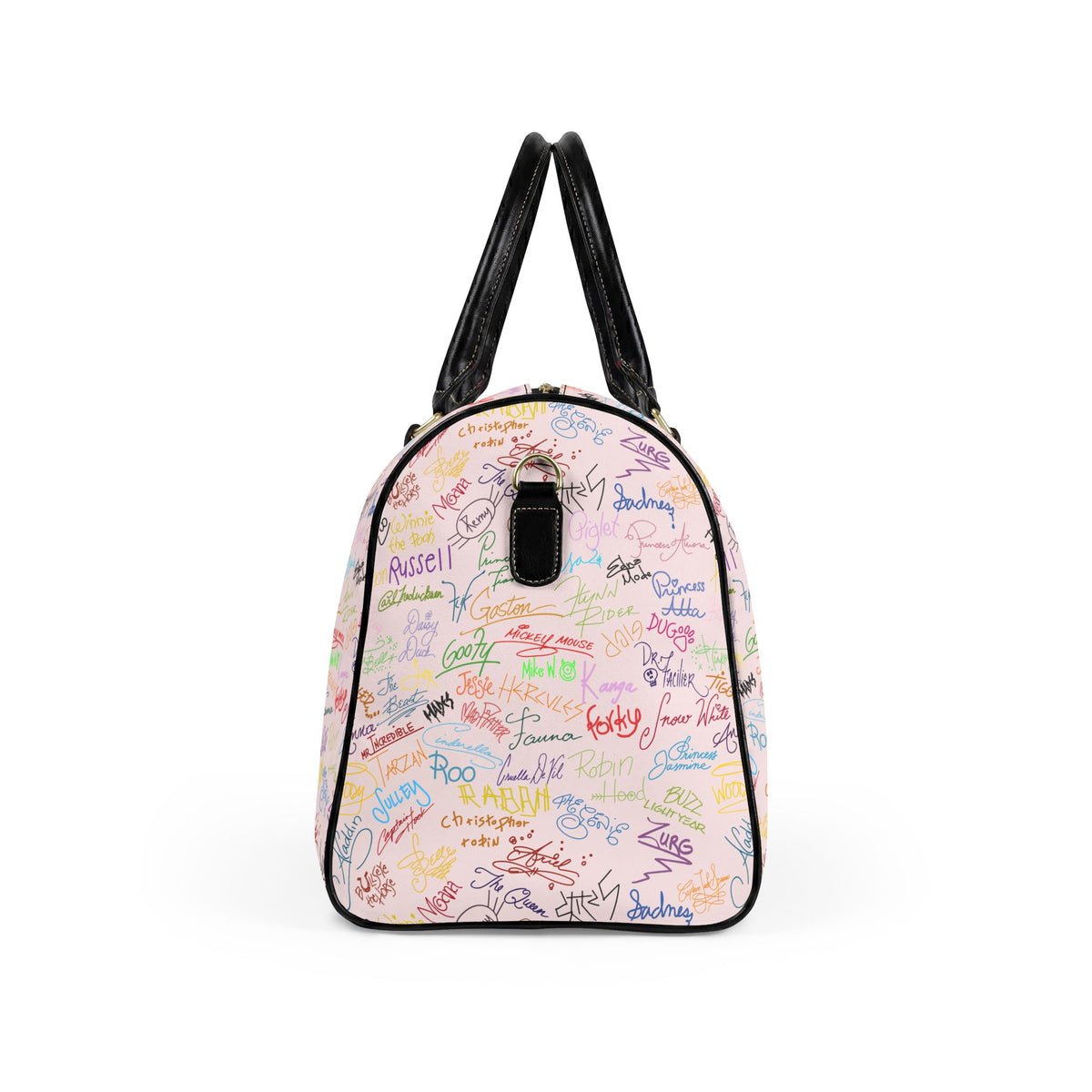 Character Autographs on Pink PU Leather Travel Bag