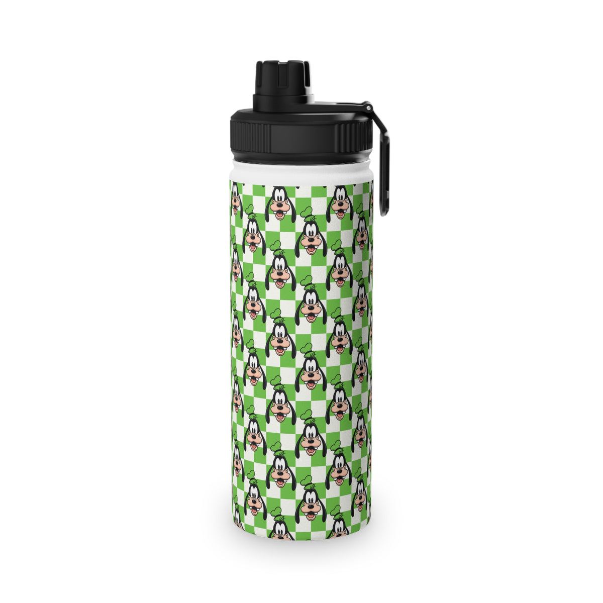 Green Checkerboard Goofy Stainless Steel Water Bottle