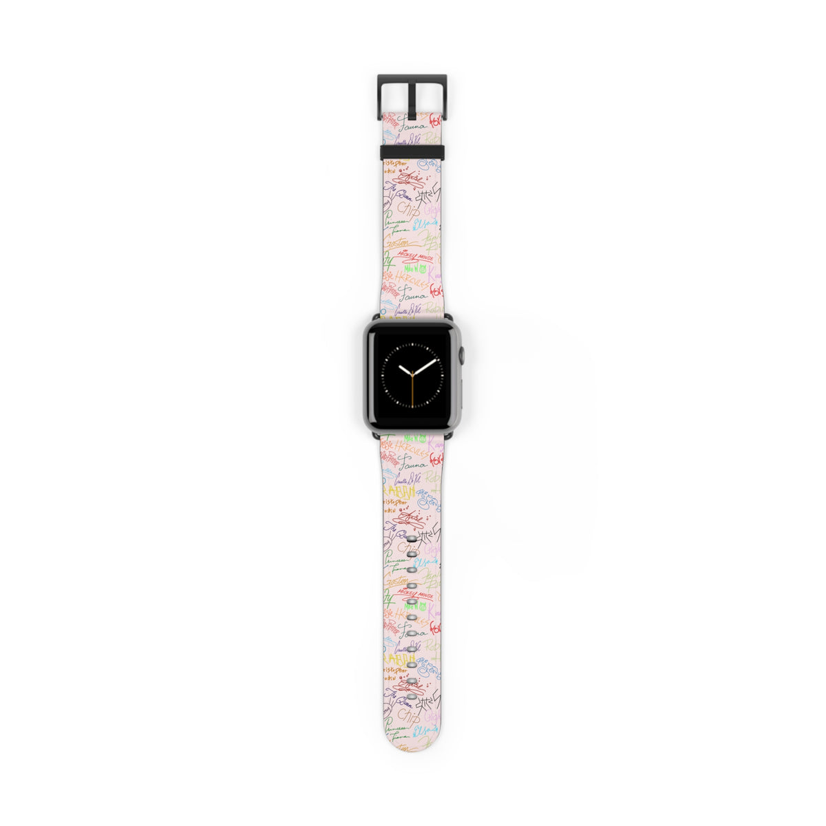 Character Autographs on Pink Whimsical Watch Band - Apple