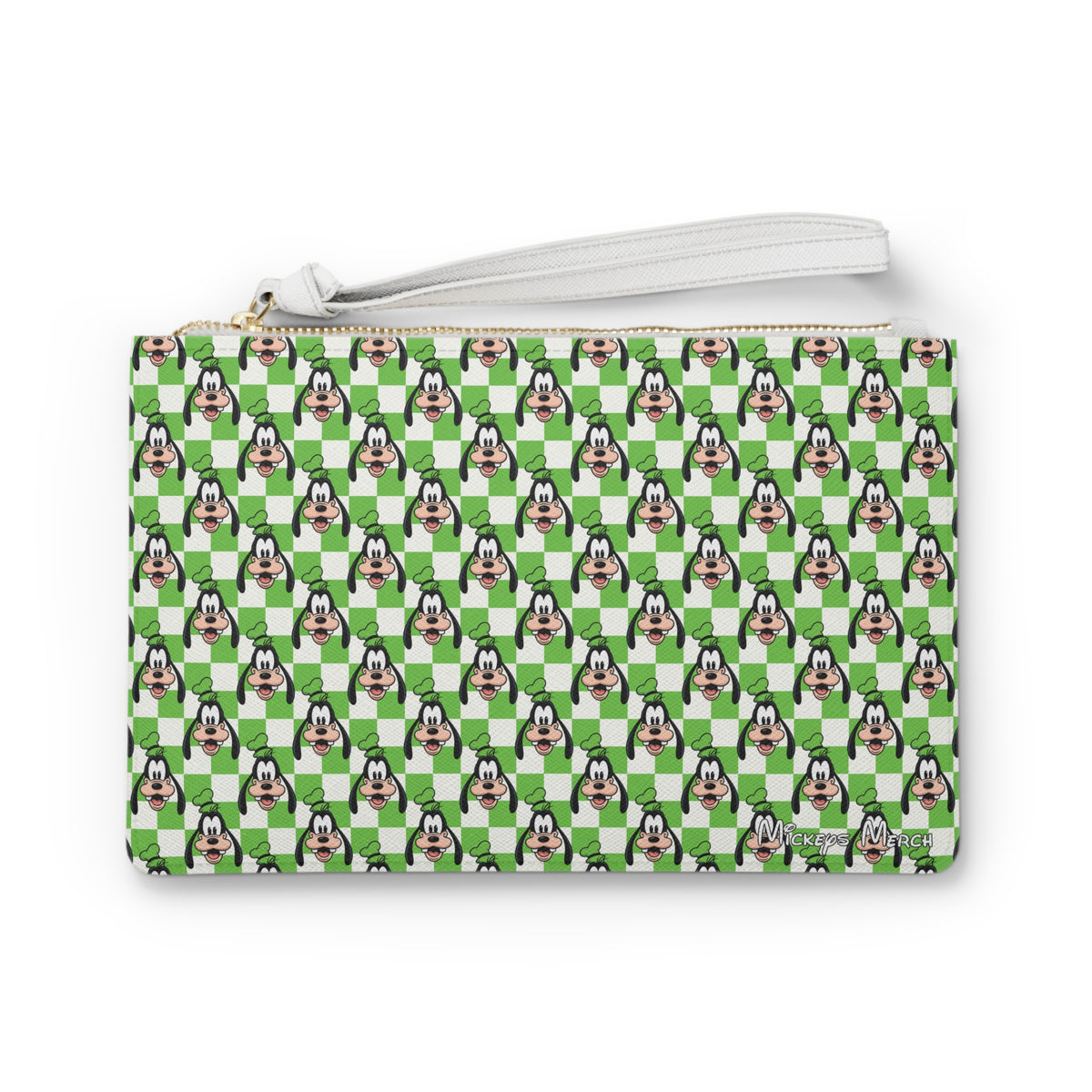 Green Checkerboard Goofy Convertible Wristlet Clutch