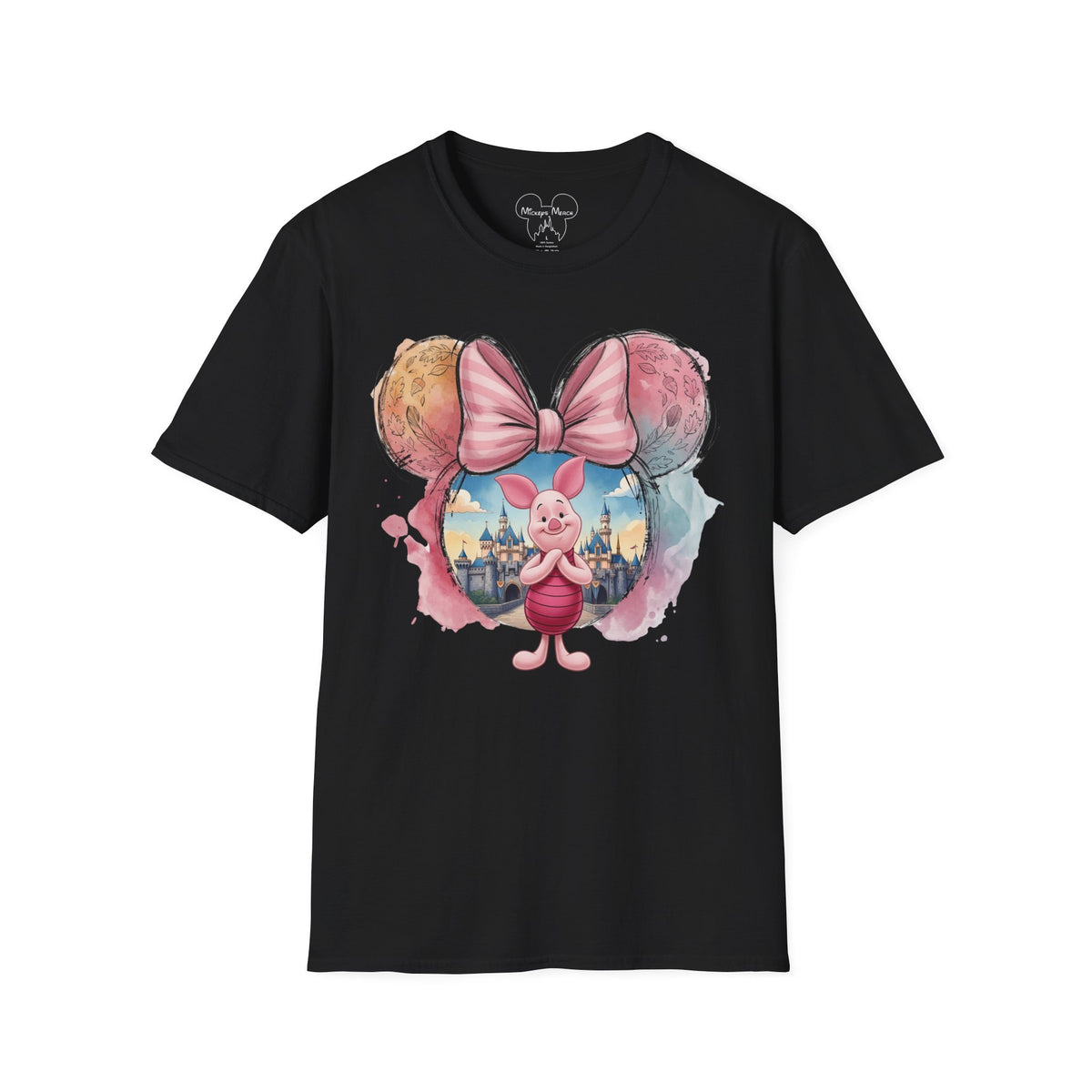 Winnie the Pooh - Piglet's Pink Striped Vignette Unisex Graphic Tee