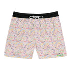 Character Autographs on Pink Swim Trunks