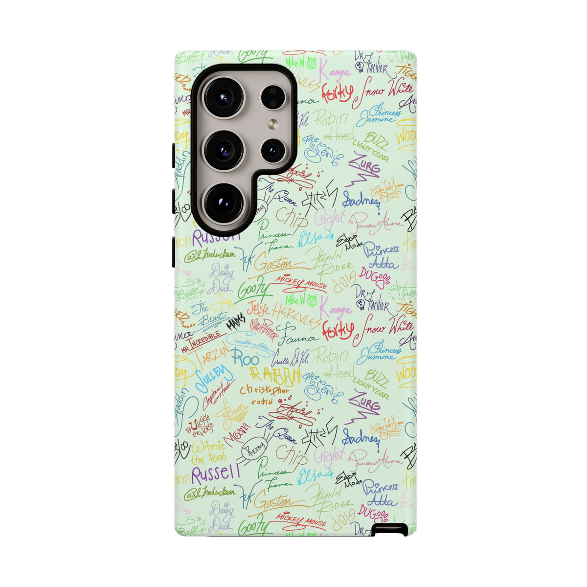 Character Autographs on Green Resort Ready Cell Phone Tech Case
