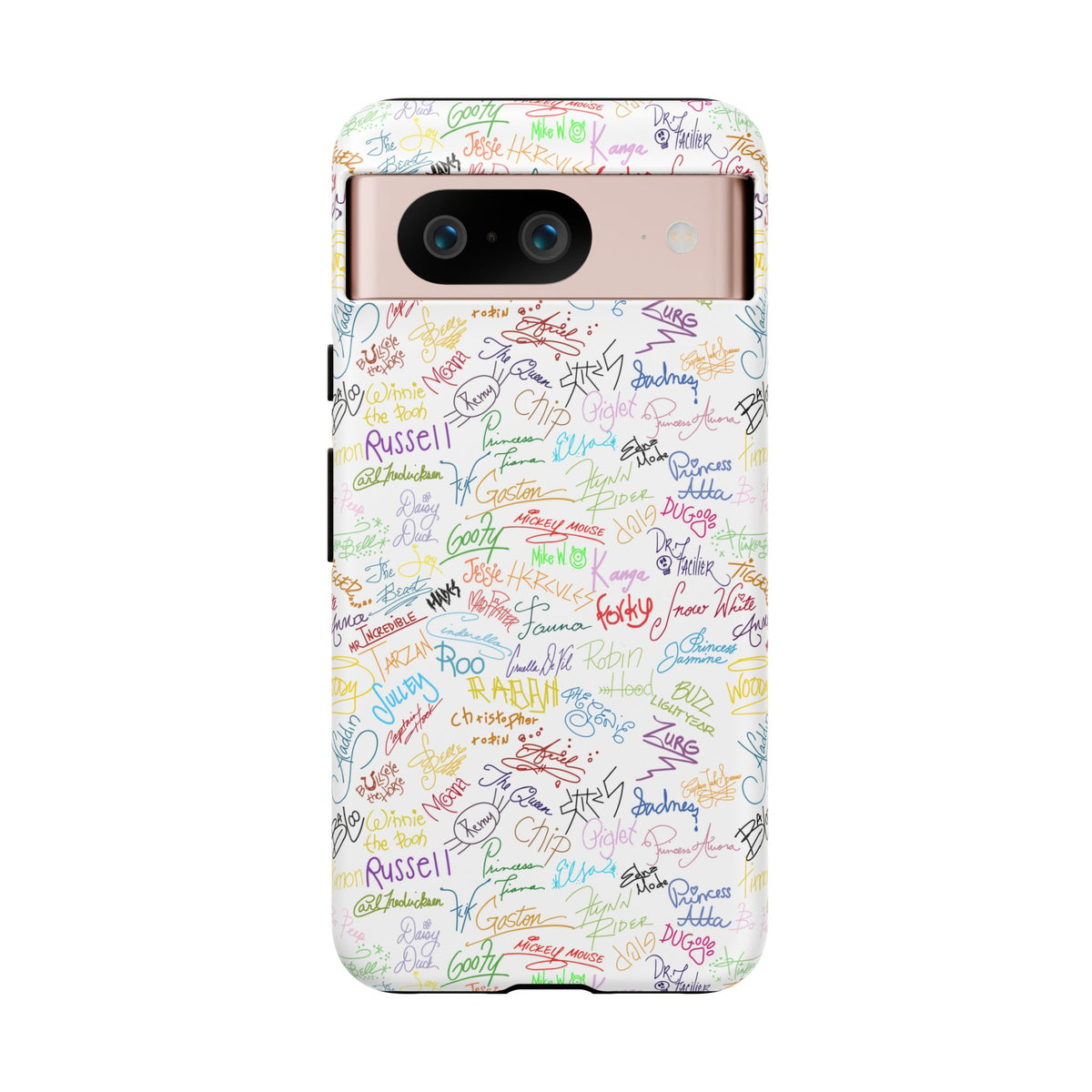 Character Autographs on White Resort Ready Cell Phone Tech Case