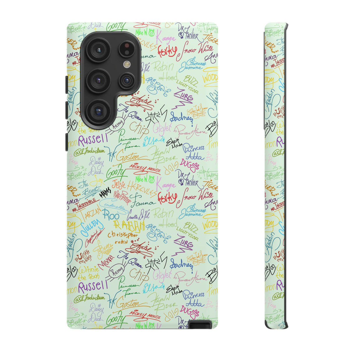 Character Autographs on Green Resort Ready Cell Phone Tech Case