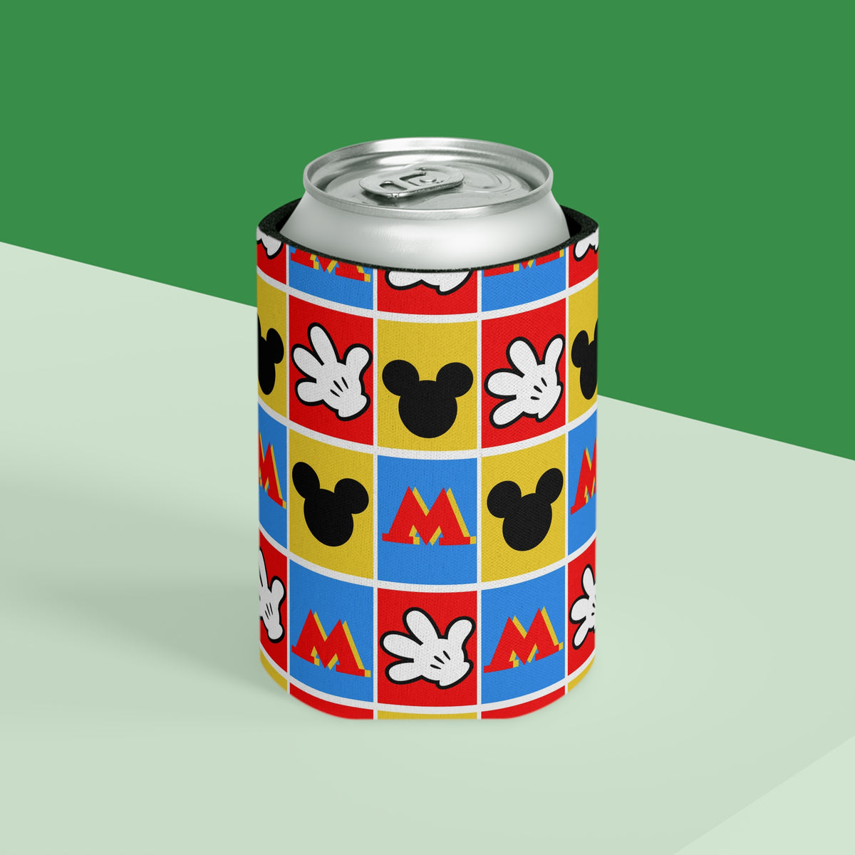 Checkerboard Mickey Hands Can Cooler Drink Koozie