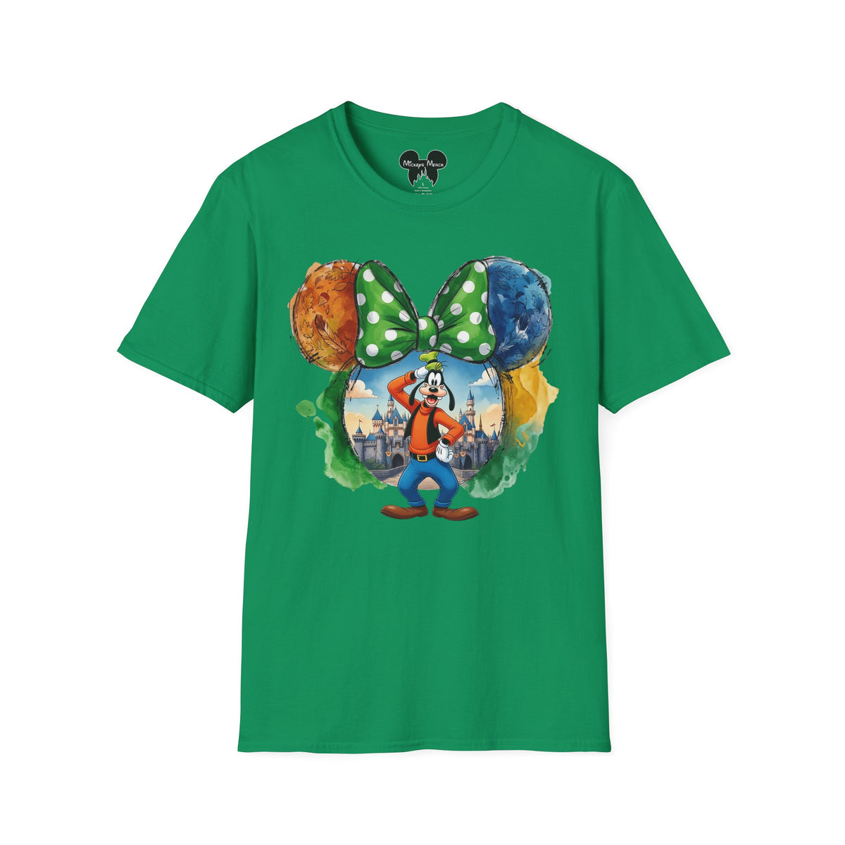 Sensational Six - Goofy's Bright Lime Bow Castle Vignette Unisex Graphic Tee