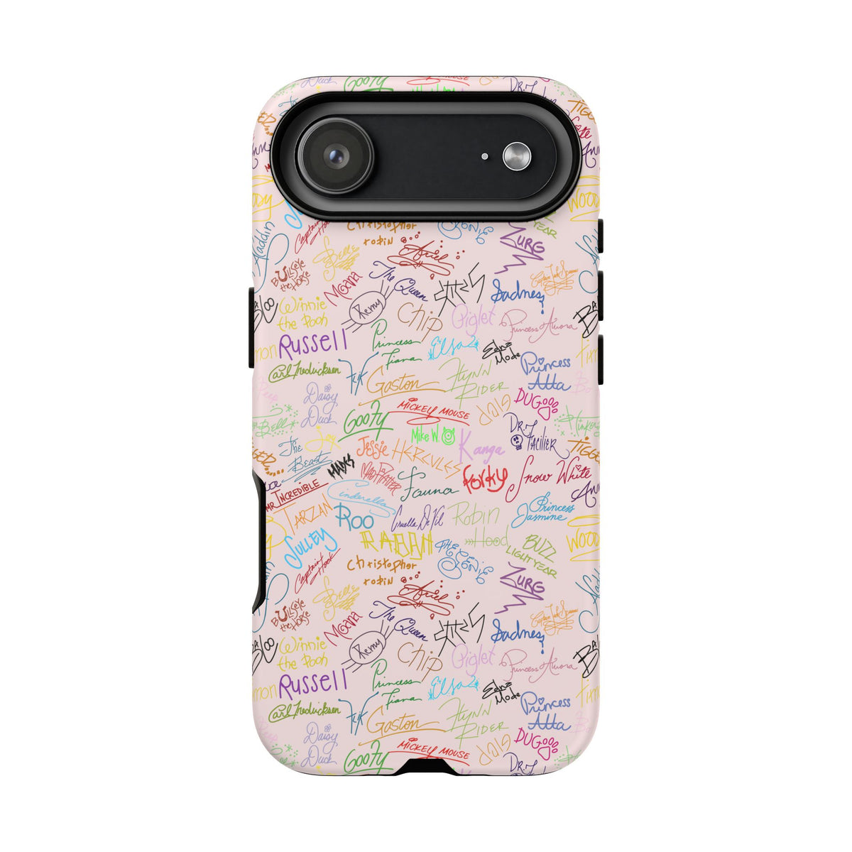 Character Autographs on Pink Resort Ready Cell Phone Tech Case
