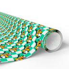 Teal Checkerboard Pluto Wrapping Paper Roll