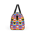 Checkerboard Mickey Hands PU Leather Travel Bag