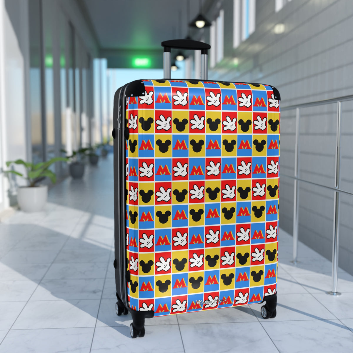 Checkerboard Mickey Hands Polycarbonate Suitcase