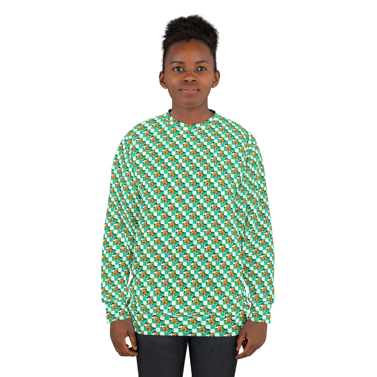 Teal Checkerboard Pluto Unisex Crewneck Sweatshirt