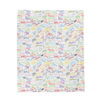 Character Autographs on White Velveteen Plush Blanket