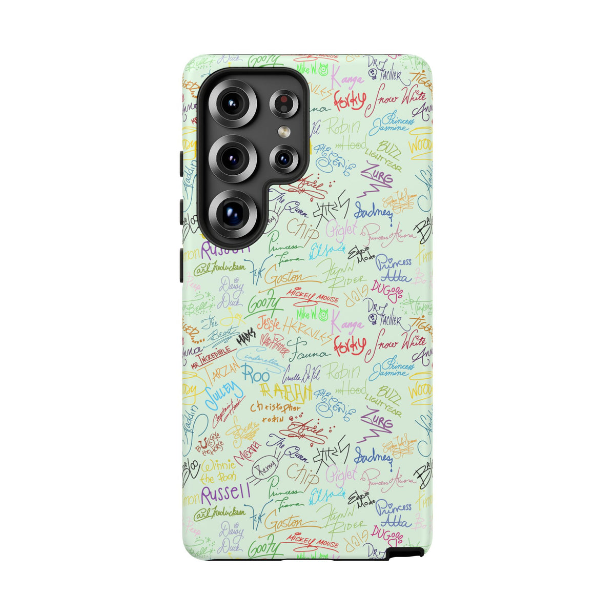 Character Autographs on Green Resort Ready Cell Phone Tech Case