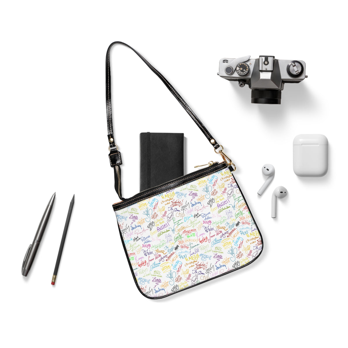 Character Autographs on White Small Shoulder Bag