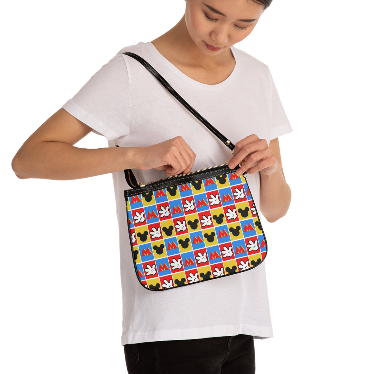 Checkerboard Mickey Hands Small Shoulder Bag