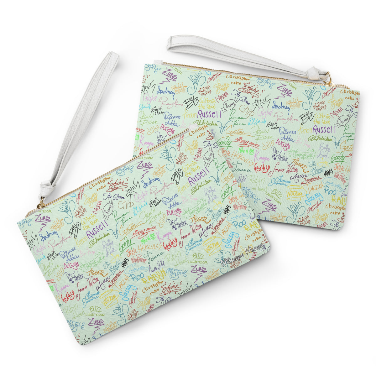 Character Autographs on Green Convertible Wristlet Clutch