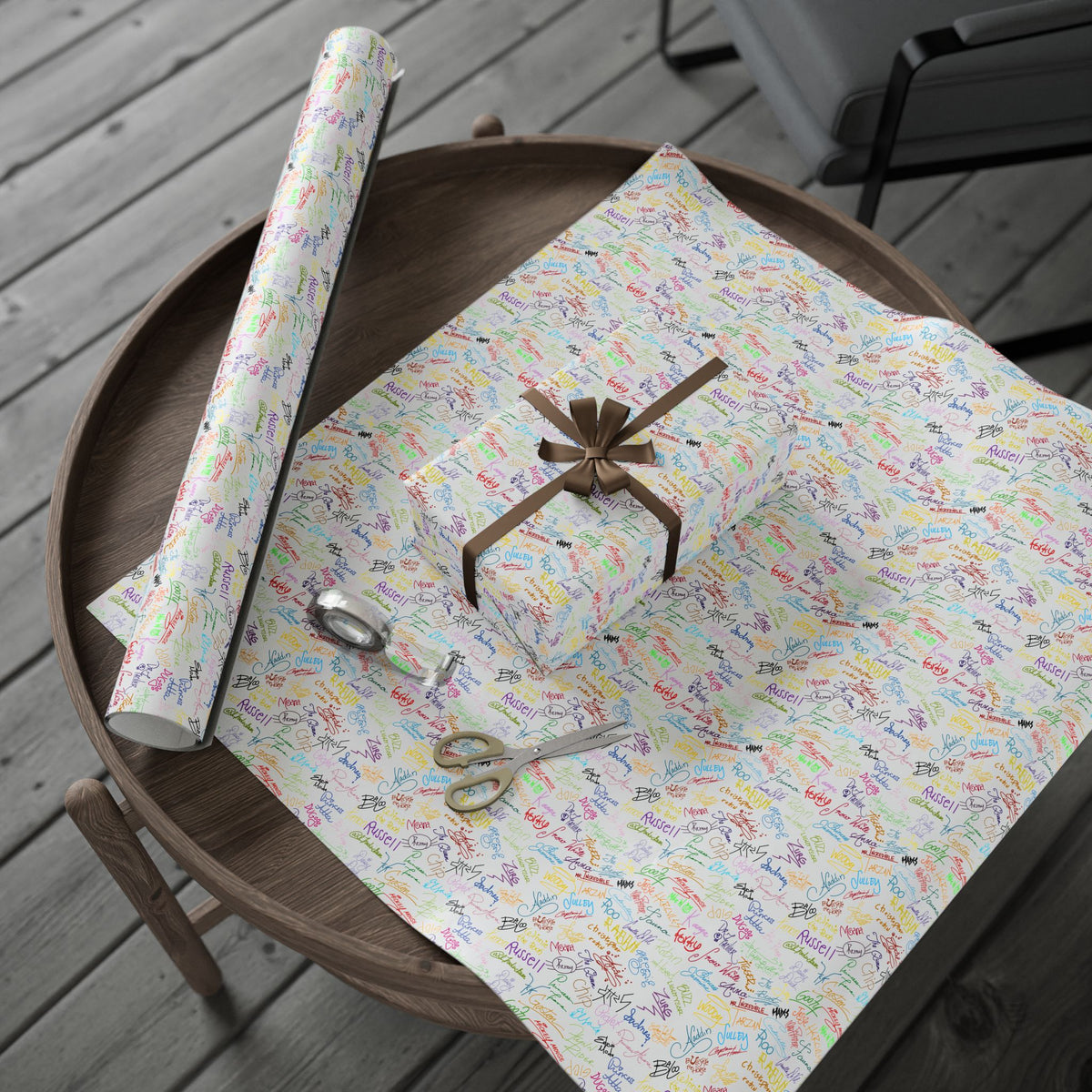 Character Autographs on White Wrapping Paper Roll