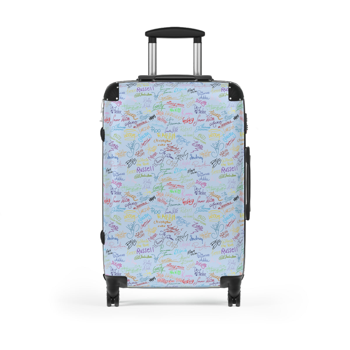 Character Autographs on Blue Polycarbonate Suitcase