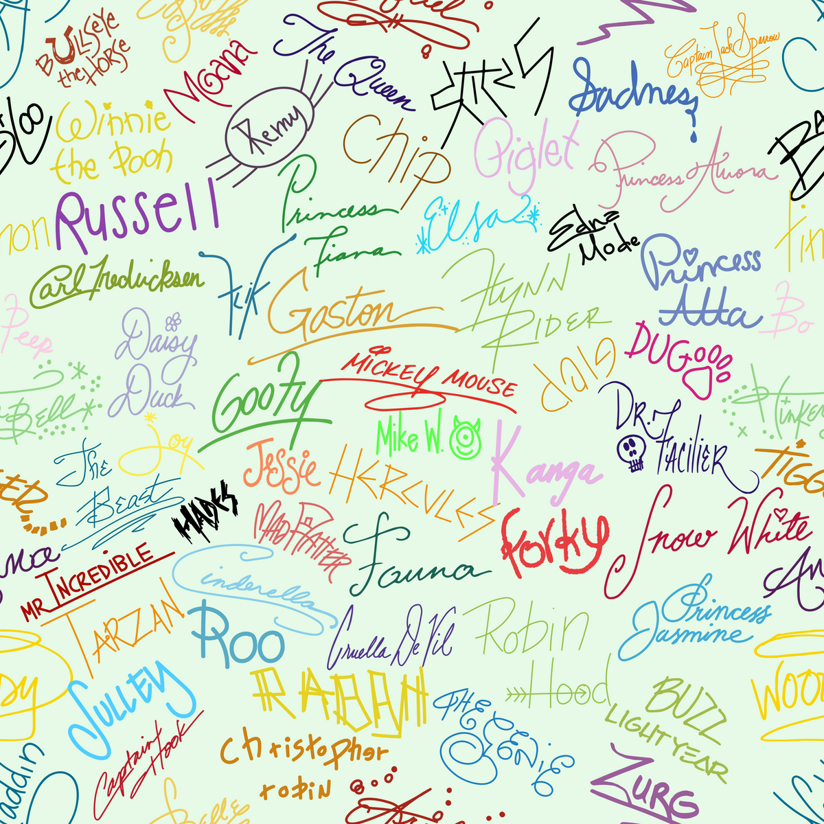 Character Autographs on Green Relaxed Dolphin Shorts