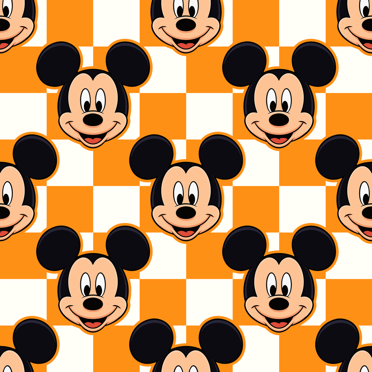 Orange Checkerboard Mickey Wrapping Paper Roll