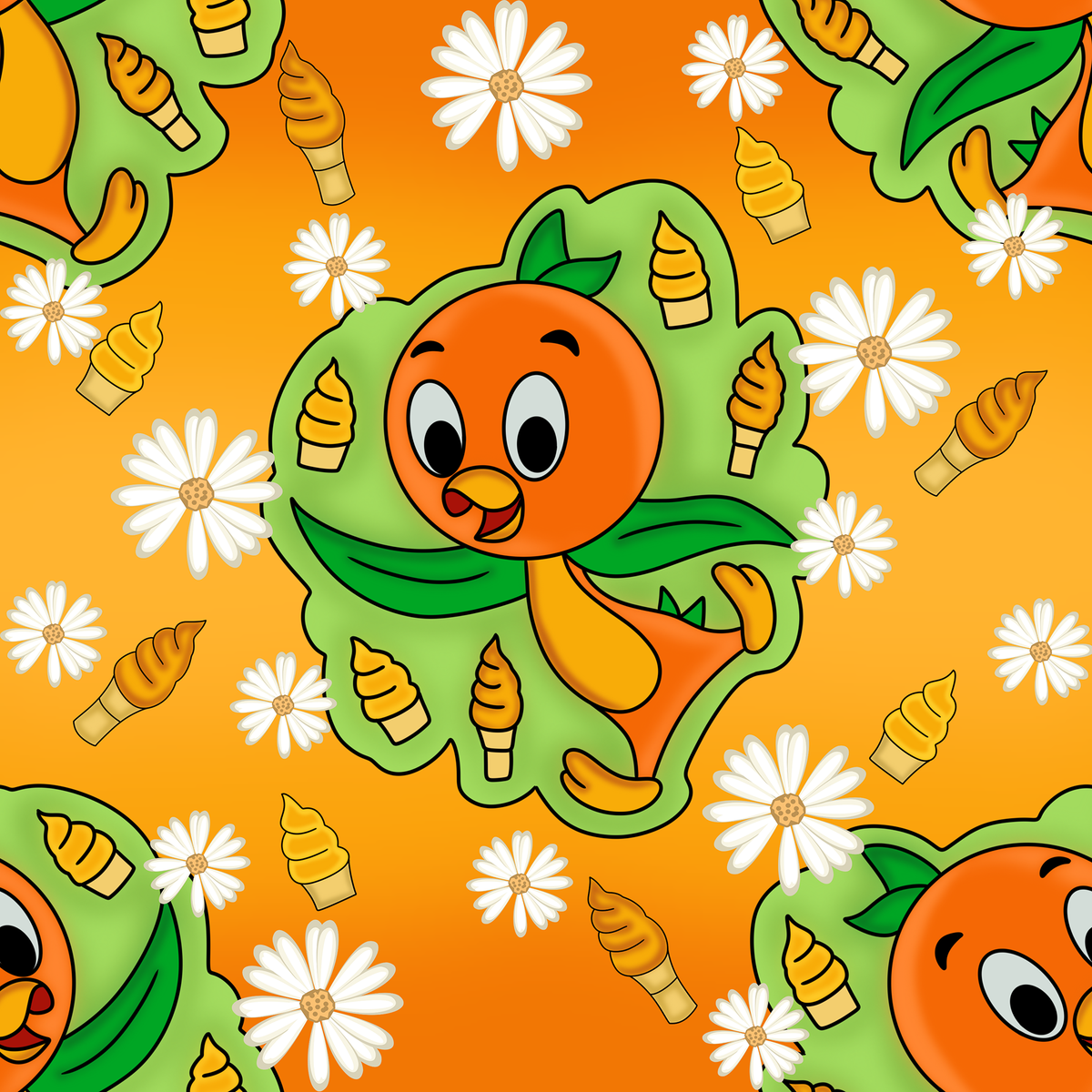 Tangerine Treat Orange Bird Wrapping Paper Roll