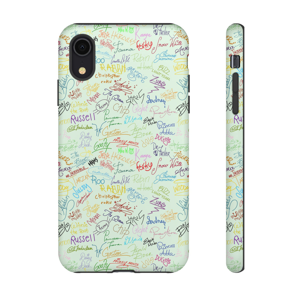 Character Autographs on Green Resort Ready Cell Phone Tech Case