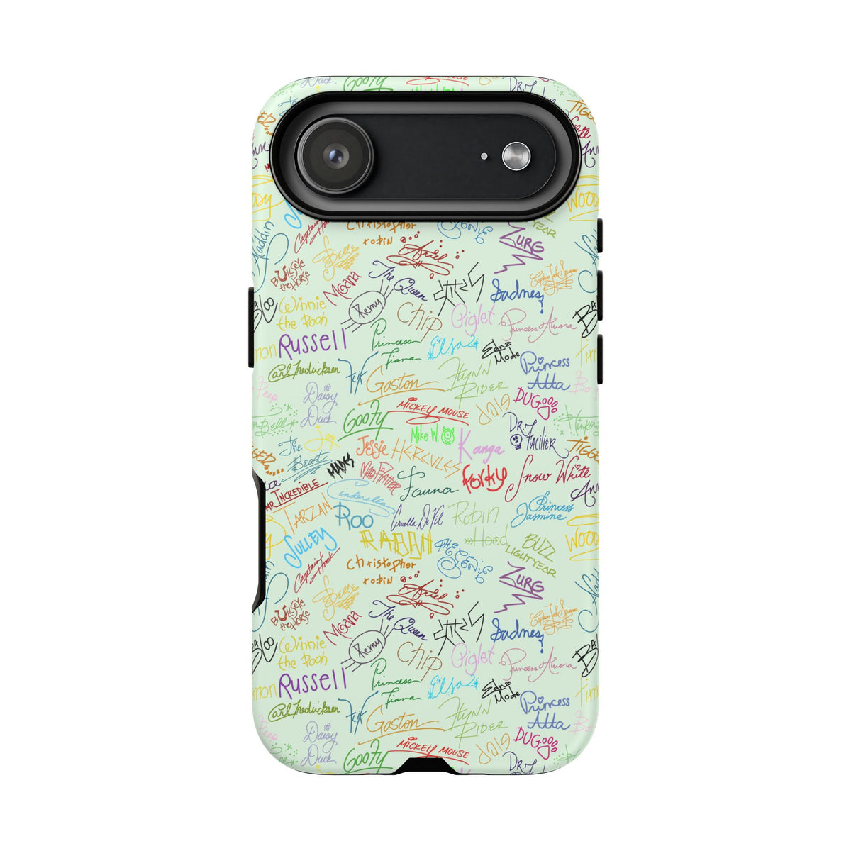 Character Autographs on Green Resort Ready Cell Phone Tech Case