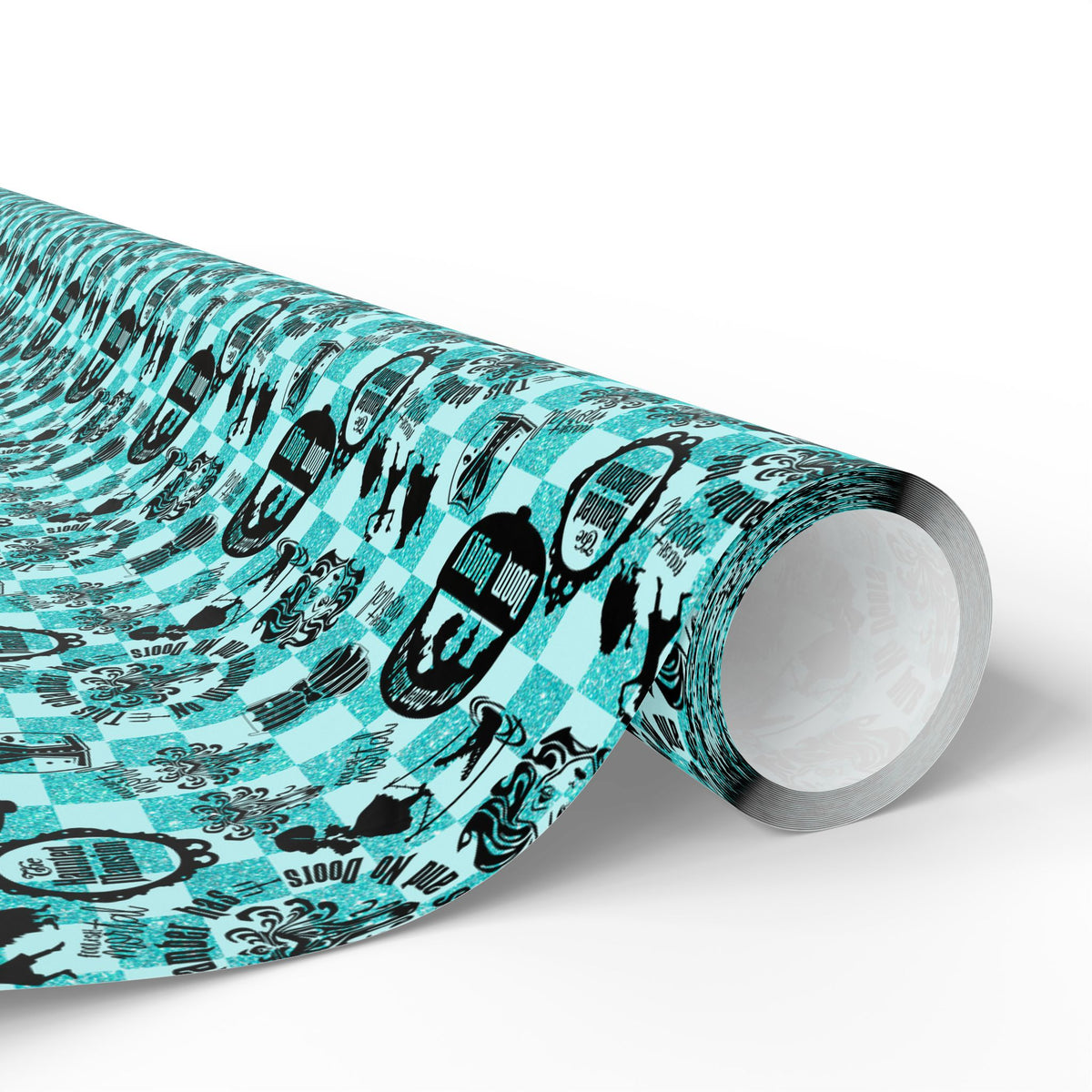 Haunted Mansion Icons Teal Wrapping Paper Roll