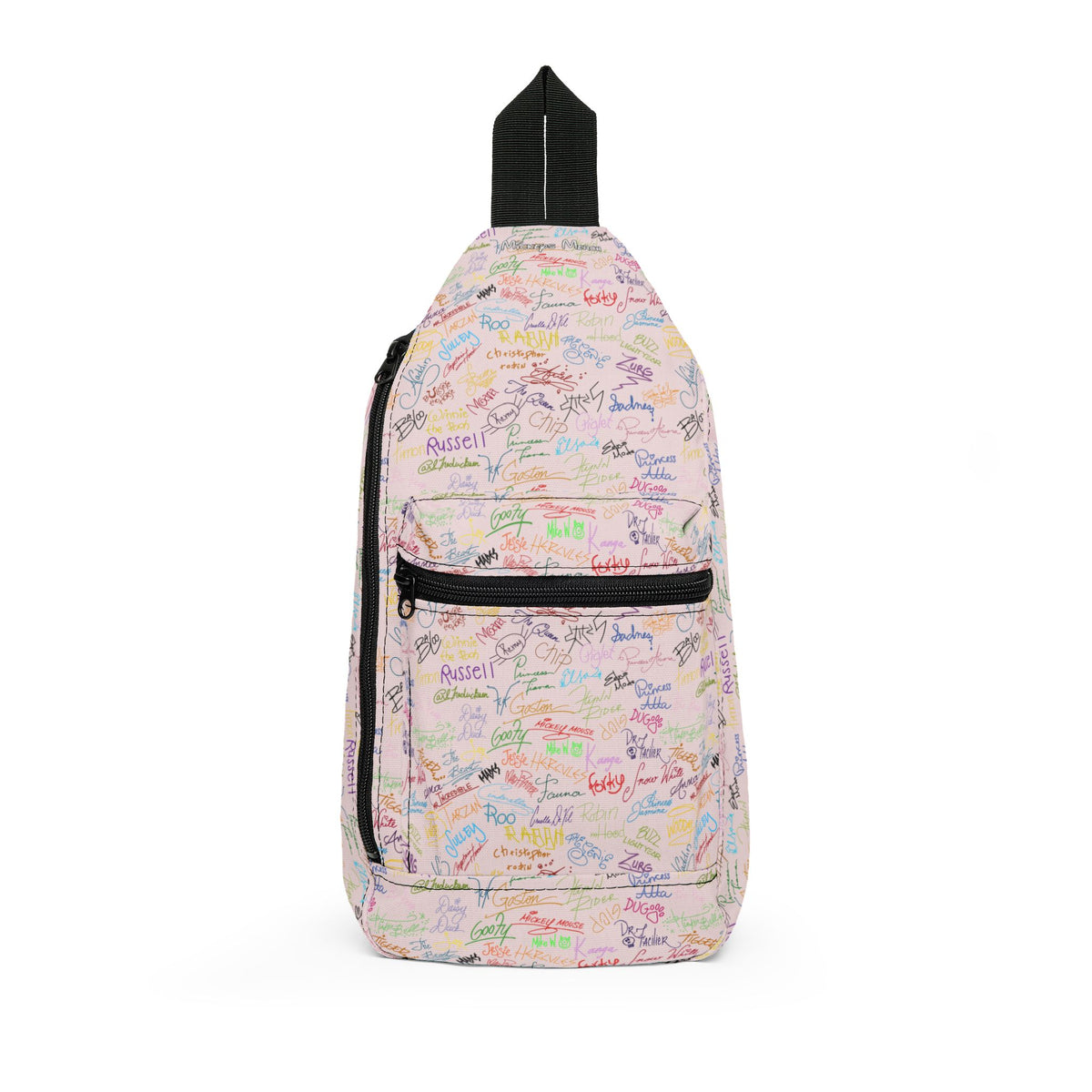 Character Autographs on Pink Crossbody Sling Bag