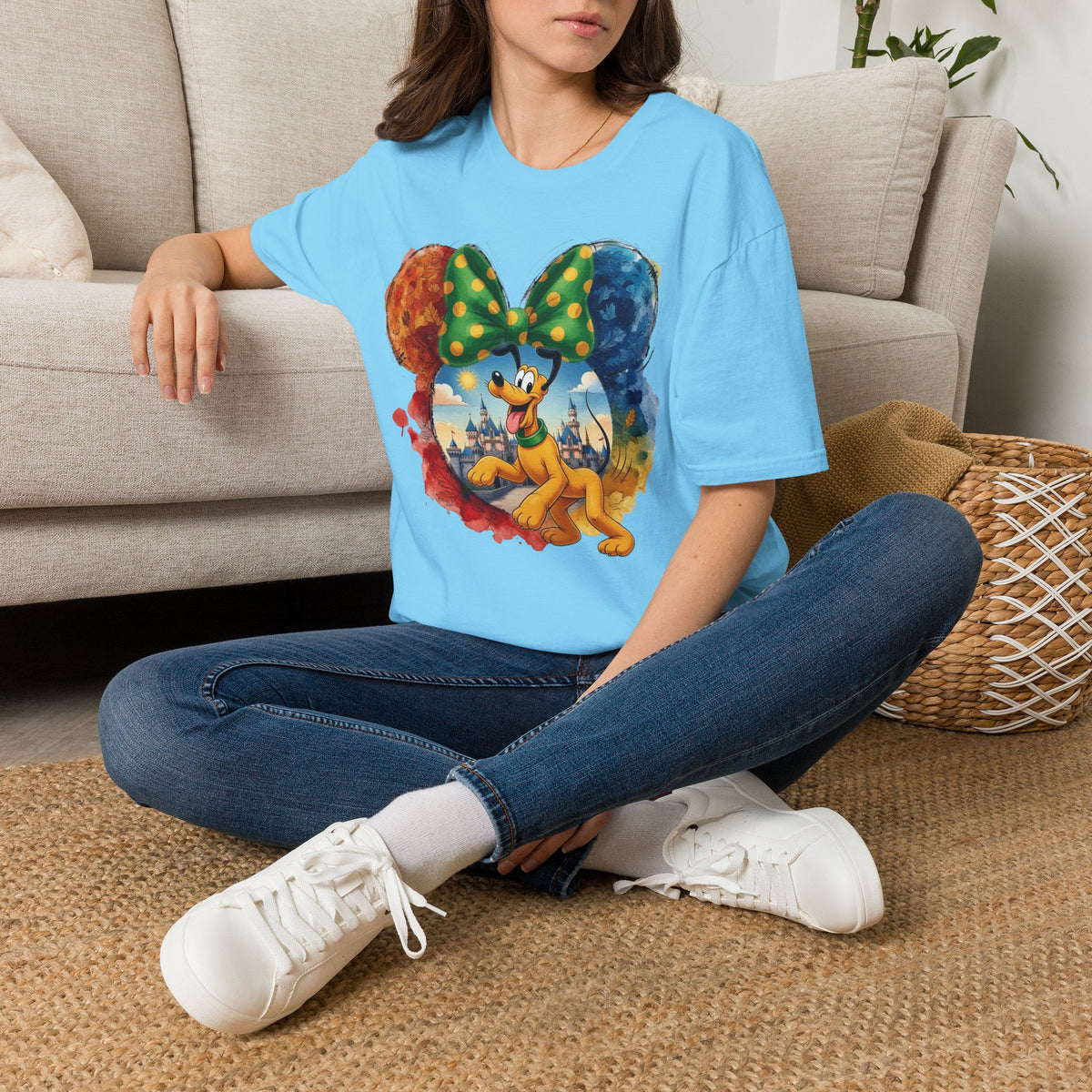 Sensational Six - Pluto's Playful Emerald Bow Castle Vignette Unisex Graphic Tee