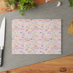 Character Autographs on Pink Glass Cutting Board