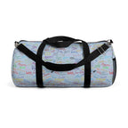 Character Autographs on Blue Travel Duffel Bag