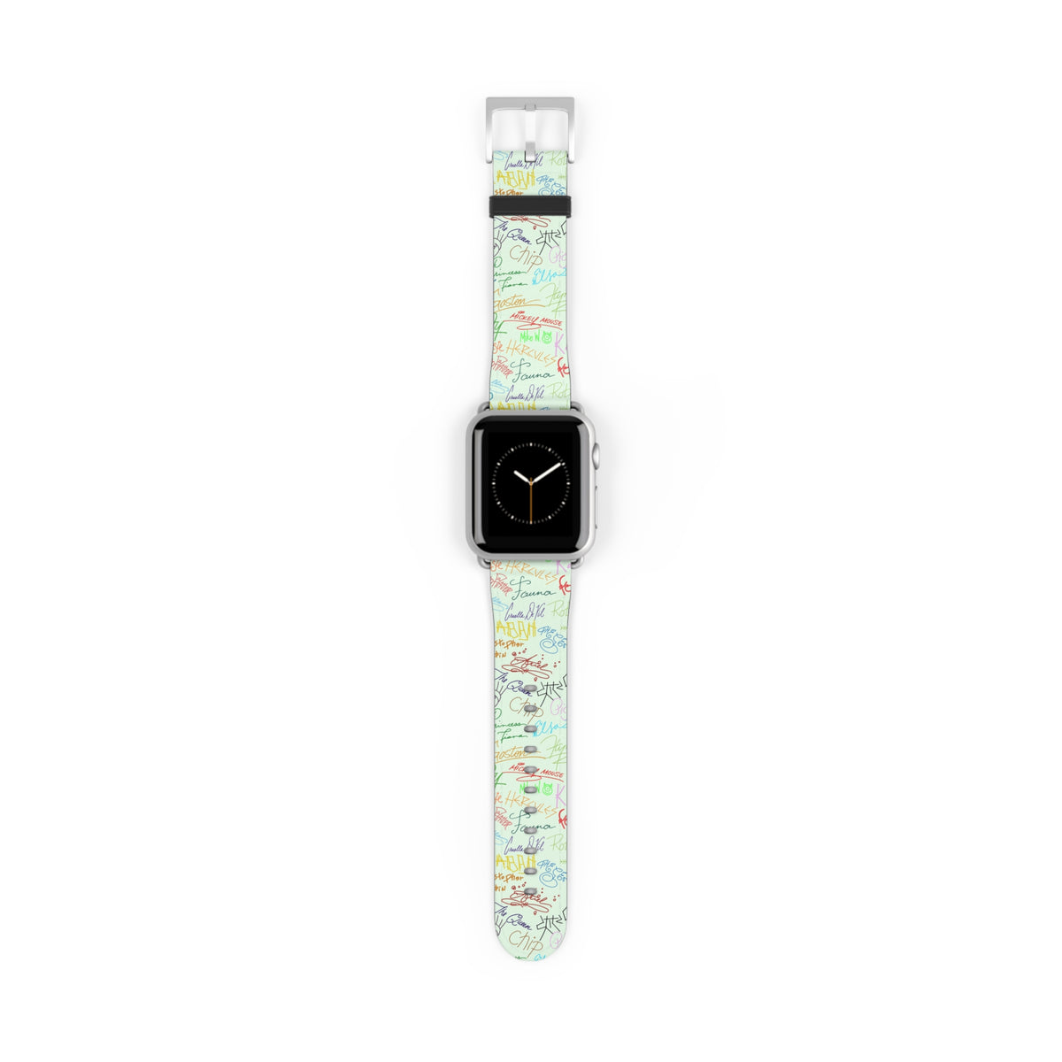 Character Autographs on Green Whimsical Watch Band - Apple