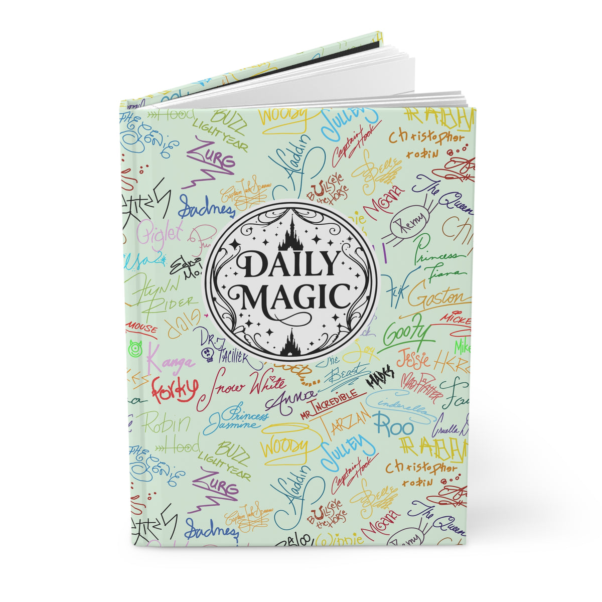 Character Autographs on Green Daily Magic Matte Hardcover Journal