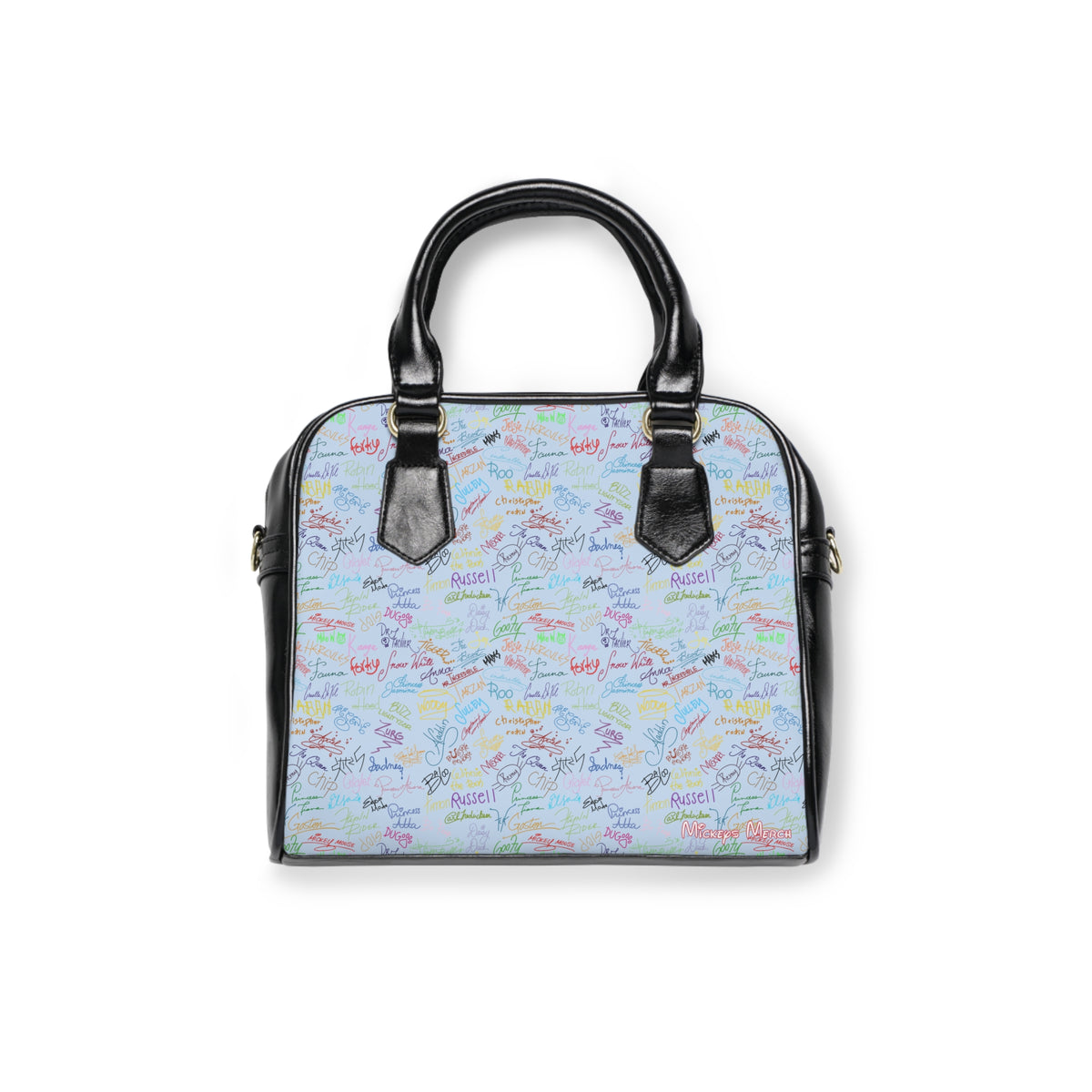Character Autographs on Blue Shoulder Handbag