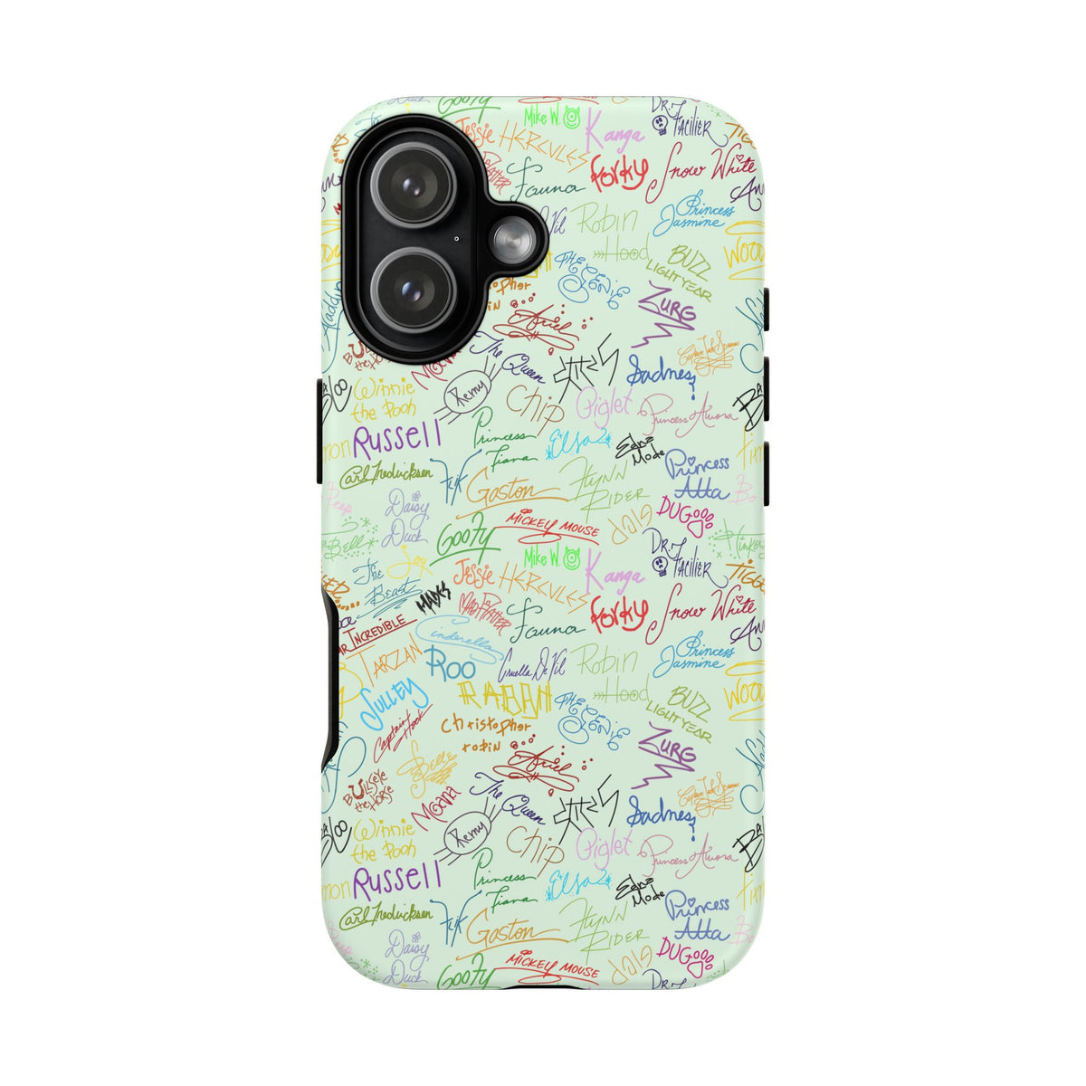 Character Autographs on Green Resort Ready Cell Phone Tech Case