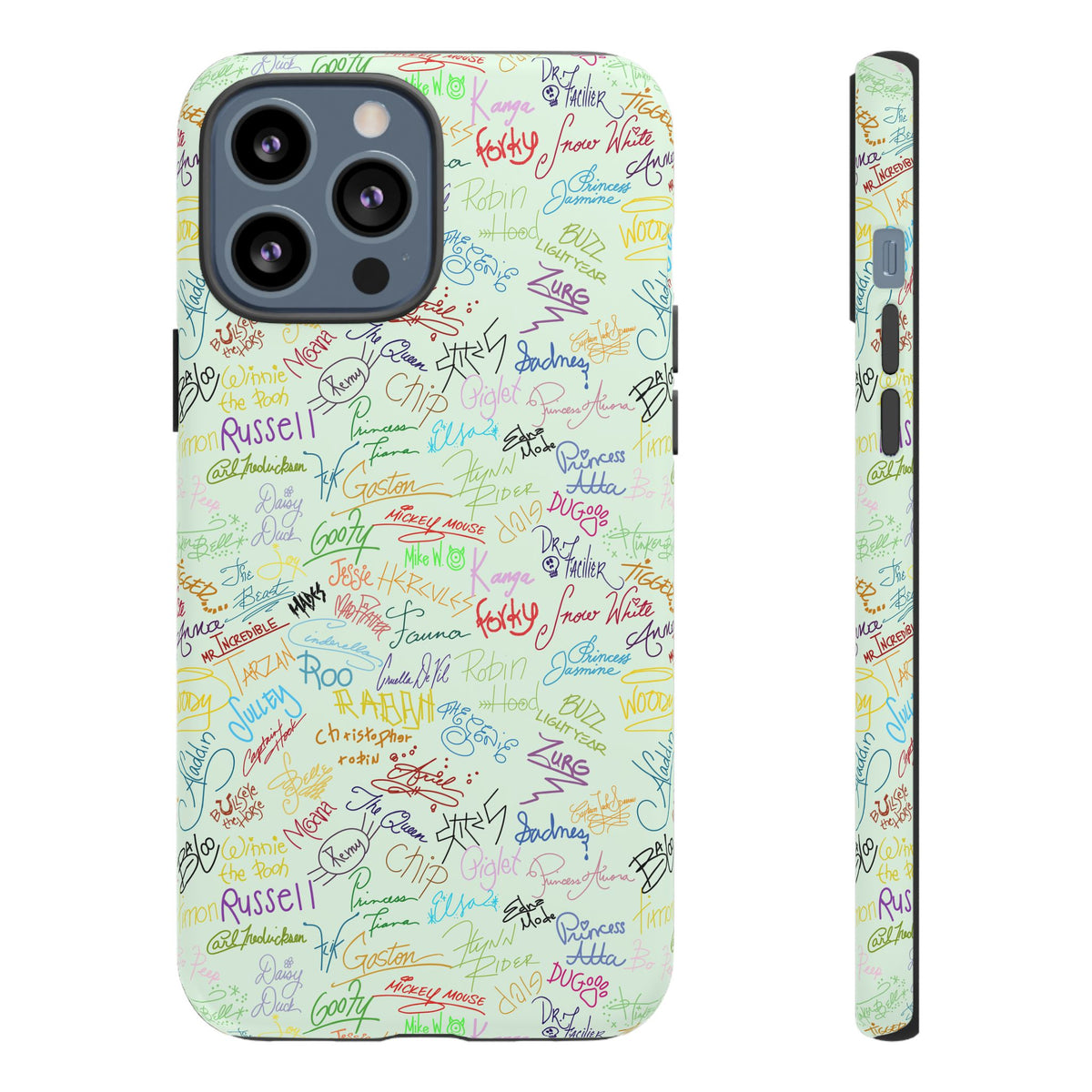 Character Autographs on Green Resort Ready Cell Phone Tech Case