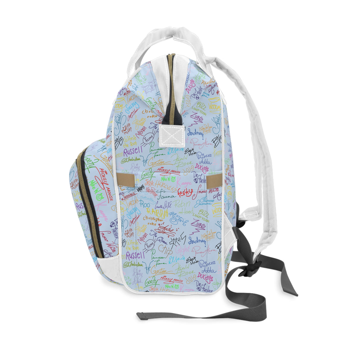 Character Autographs on Blue Magic Maker Diaper Daypack