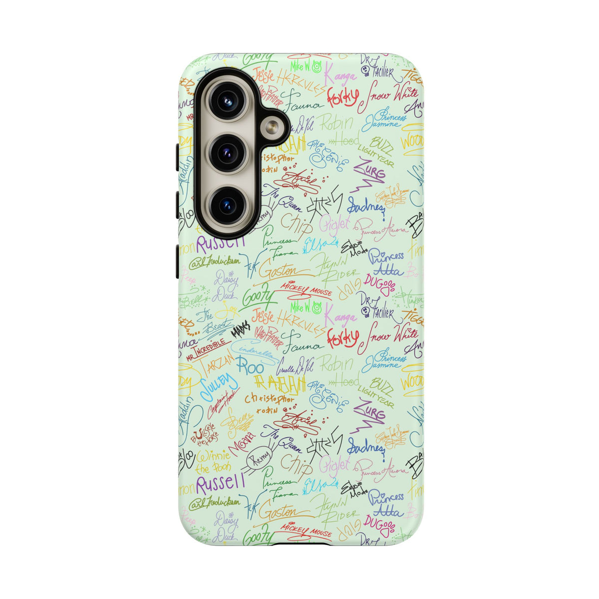 Character Autographs on Green Resort Ready Cell Phone Tech Case