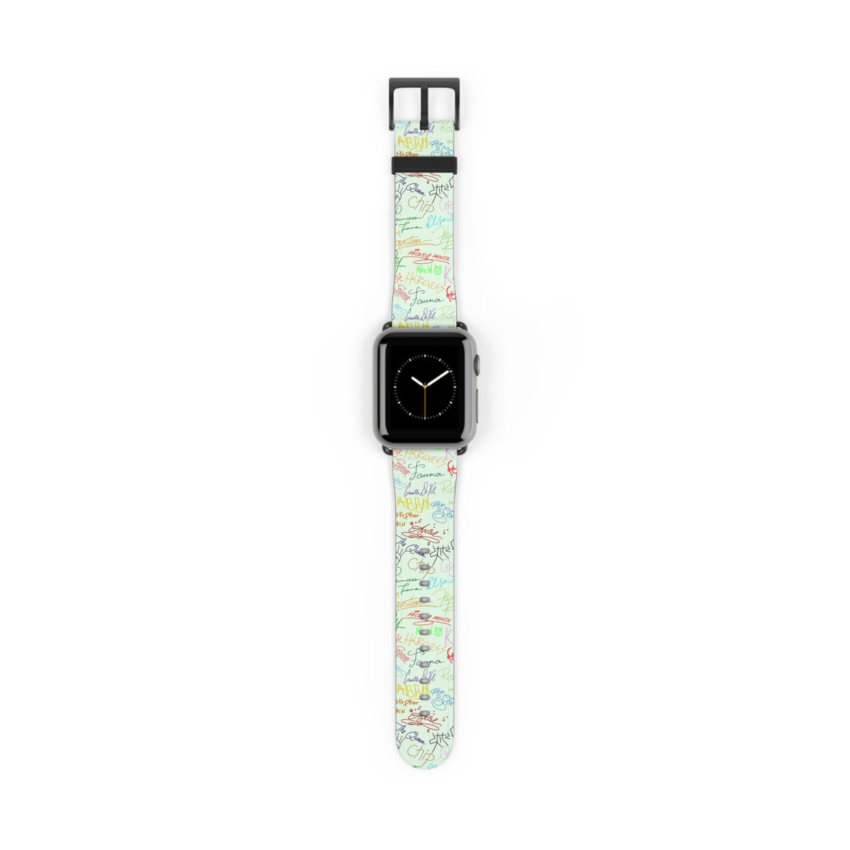 Character Autographs on Green Whimsical Watch Band - Apple