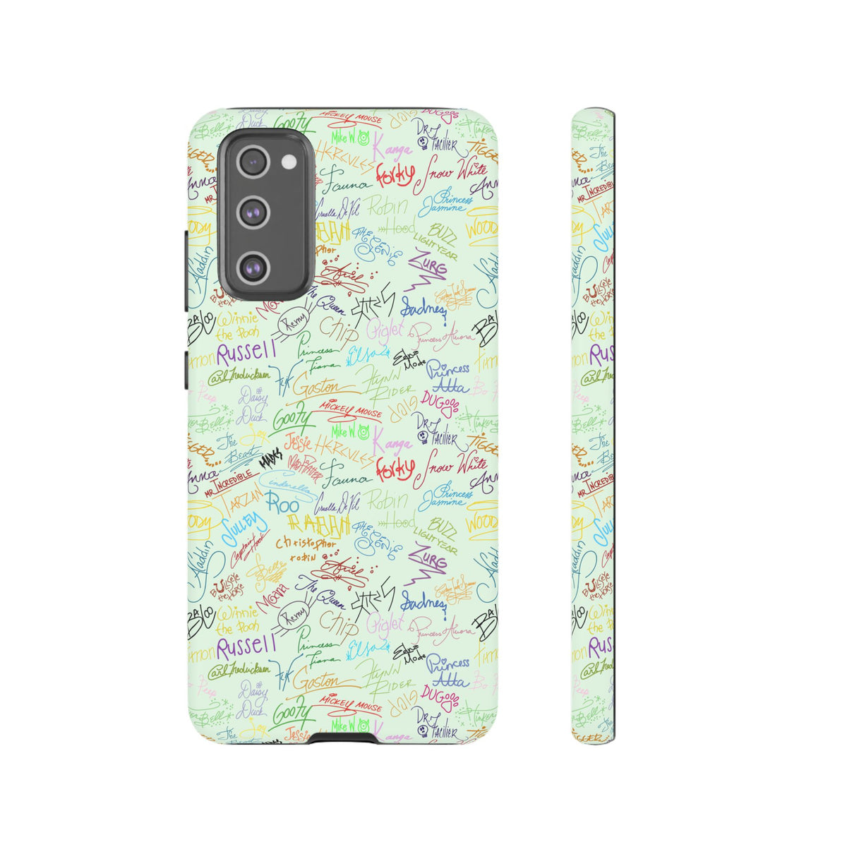 Character Autographs on Green Resort Ready Cell Phone Tech Case