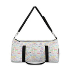 Character Autographs on White Travel Duffel Bag