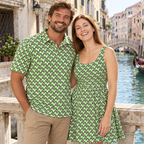 3. Coordinated couple at pavilion bridge