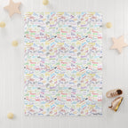 Character Autographs on White Happily Ever After Baby Blanket