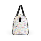Character Autographs on White PU Leather Travel Bag