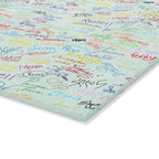 Character Autographs on White Glass Cutting Board