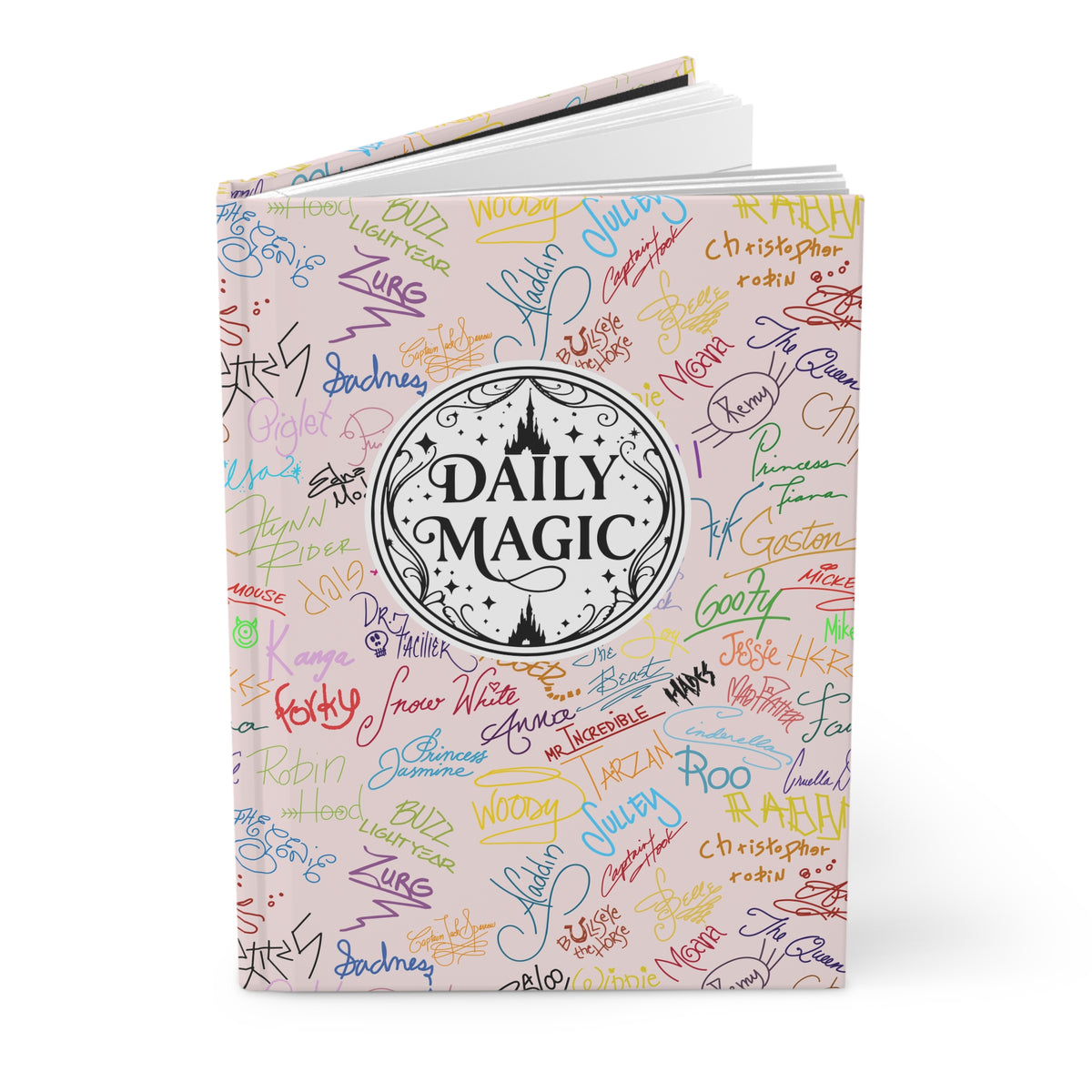 Character Autographs on Pink Daily Magic Matte Hardcover Journal