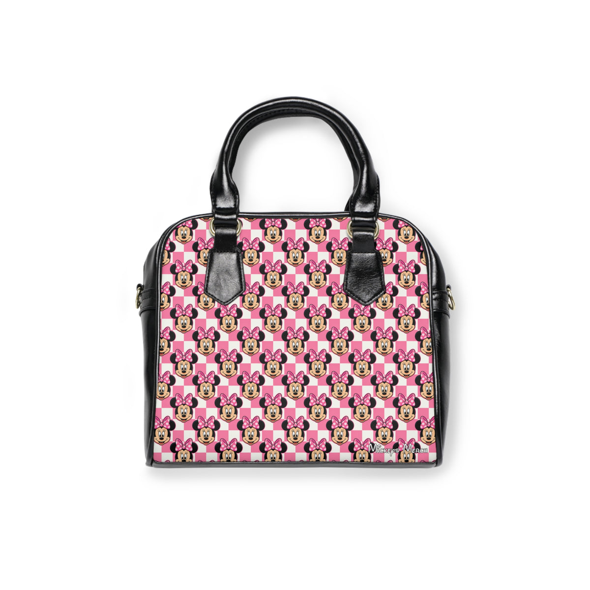 Pink Checkerboard Minnie Shoulder Handbag